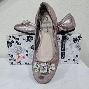 CL by Laundry ✦ Rose Gold Rhinestone Flats ✦ Slip-On Sparkle Comfort Shoes Sz 9